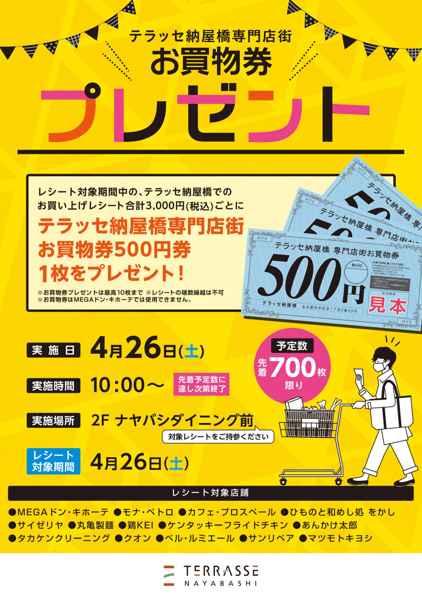 テラッセ納屋橋専門店街 お買物券プレゼント